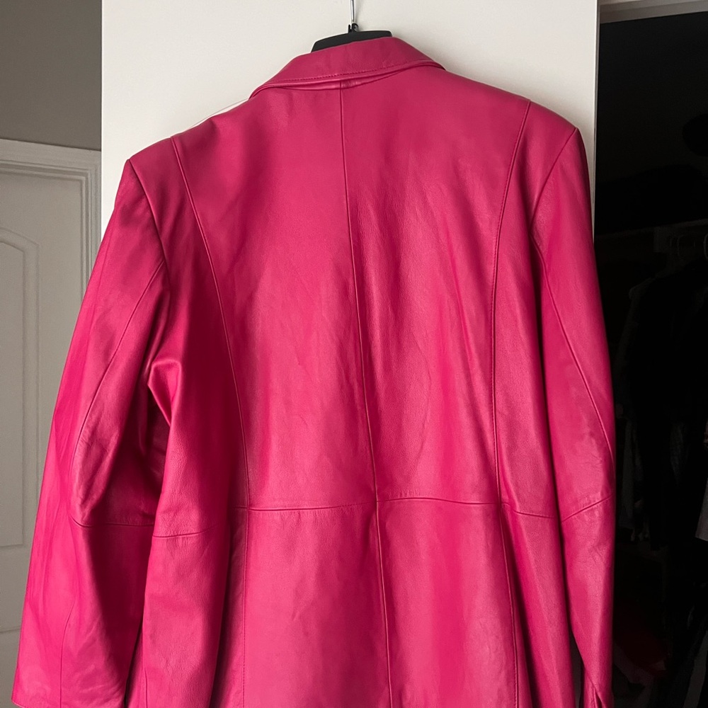 Wilsons Leather Pink Leather Jacket Modern Structured Design - Picture 5 of 5